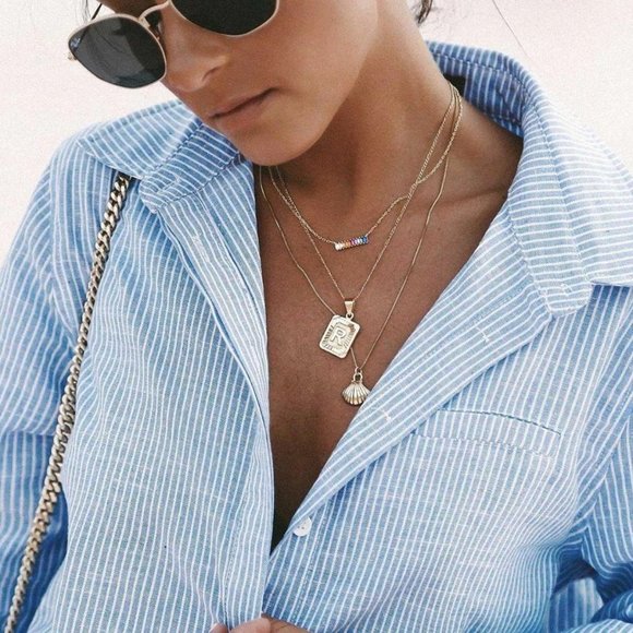 BRACHA "P" Initial Pendant Necklace in Gold - P -  NEW - Picture 4 of 5